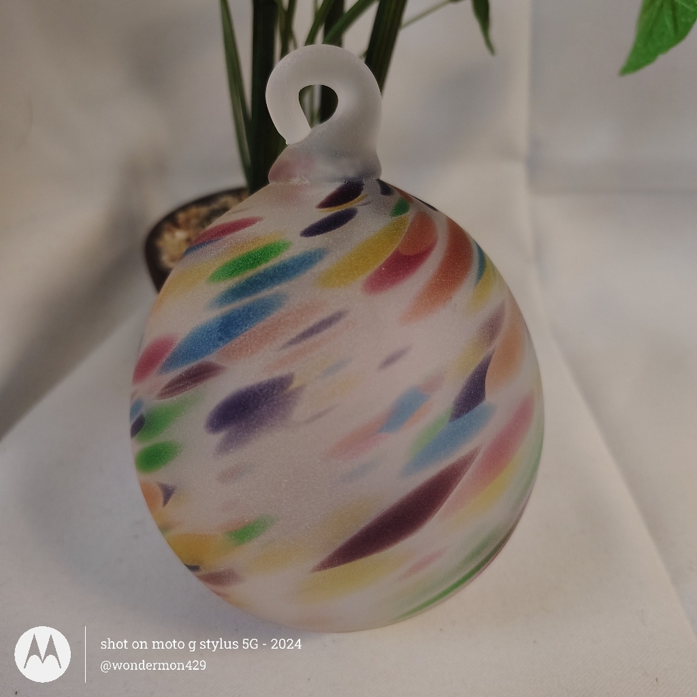🌞Hand Made Blown Glass Frosted Hanging Orb from Glass Dimensions in WV